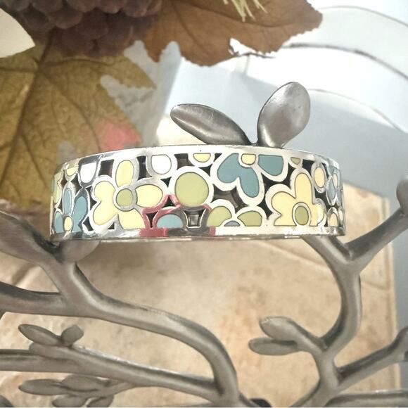 Brighton Flower Bangle Silver Tone Bracelet - Picture 3 of 10